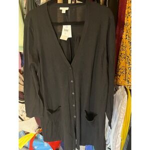 J.Jill Size XL‎ NWT Black Button Front Cardigan Sweater